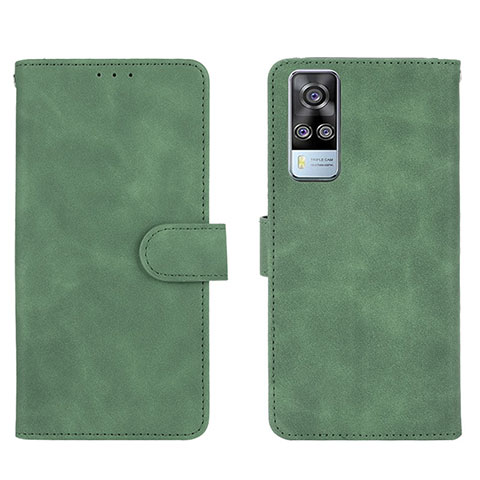 Coque Portefeuille Livre Cuir Etui Clapet L01Z pour Vivo Y51A Vert