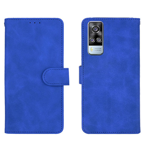 Coque Portefeuille Livre Cuir Etui Clapet L01Z pour Vivo Y53s NFC Bleu