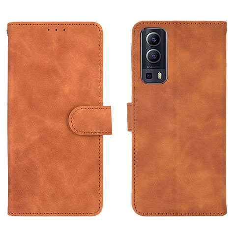 Coque Portefeuille Livre Cuir Etui Clapet L01Z pour Vivo Y72 5G Marron