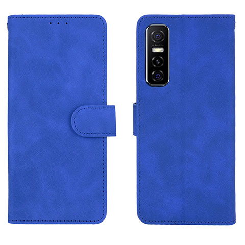 Coque Portefeuille Livre Cuir Etui Clapet L01Z pour Vivo Y73s 5G Bleu