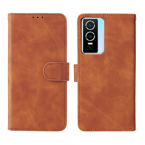 Coque Portefeuille Livre Cuir Etui Clapet L01Z pour Vivo Y76 5G Marron