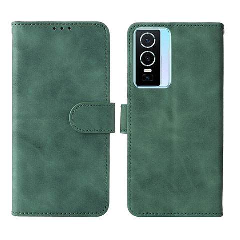 Coque Portefeuille Livre Cuir Etui Clapet L01Z pour Vivo Y76 5G Vert