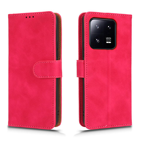 Coque Portefeuille Livre Cuir Etui Clapet L01Z pour Xiaomi Mi 13 Pro 5G Rose Rouge