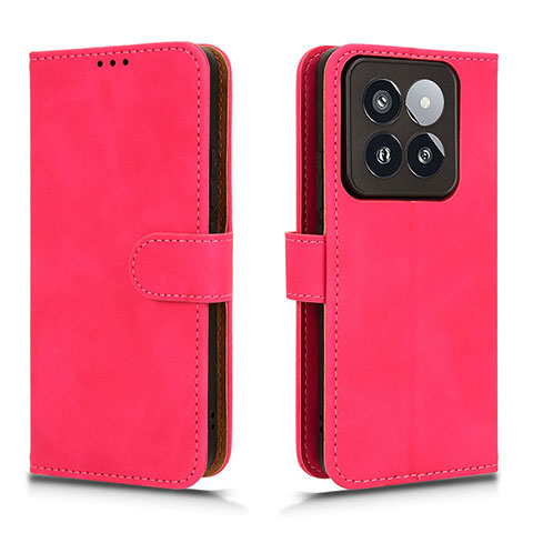 Coque Portefeuille Livre Cuir Etui Clapet L01Z pour Xiaomi Mi 14 5G Rose Rouge