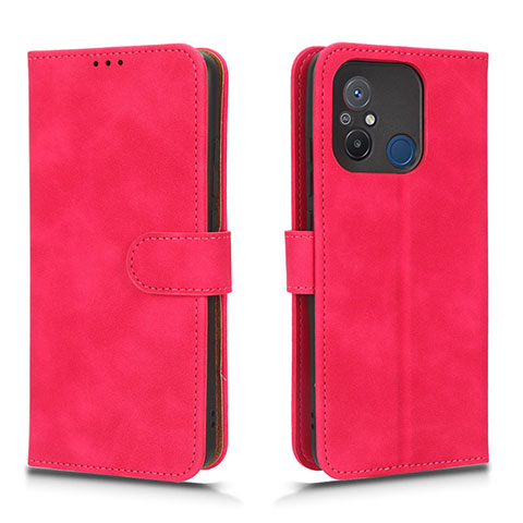 Coque Portefeuille Livre Cuir Etui Clapet L01Z pour Xiaomi Poco C55 Rose Rouge