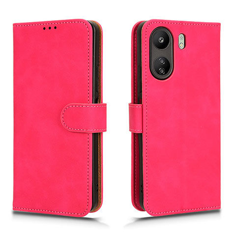 Coque Portefeuille Livre Cuir Etui Clapet L01Z pour Xiaomi Poco C65 Rose Rouge