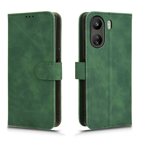 Coque Portefeuille Livre Cuir Etui Clapet L01Z pour Xiaomi Poco C65 Vert