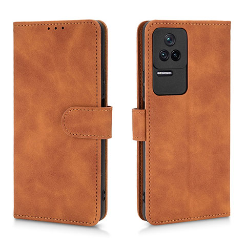 Coque Portefeuille Livre Cuir Etui Clapet L01Z pour Xiaomi Poco F4 5G Marron