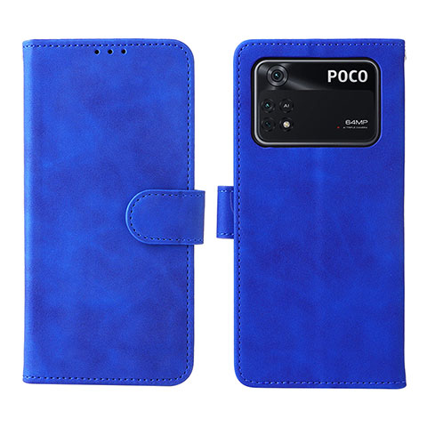 Coque Portefeuille Livre Cuir Etui Clapet L01Z pour Xiaomi Poco M4 Pro 4G Bleu