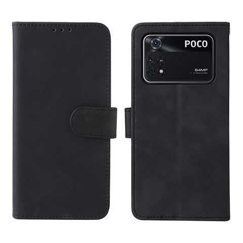 Coque Portefeuille Livre Cuir Etui Clapet L01Z pour Xiaomi Poco M4 Pro 4G Noir