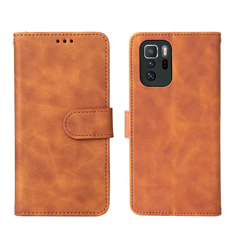 Coque Portefeuille Livre Cuir Etui Clapet L01Z pour Xiaomi Poco X3 GT 5G Marron