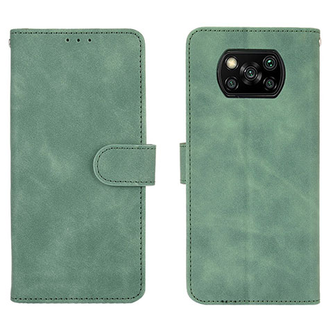 Coque Portefeuille Livre Cuir Etui Clapet L01Z pour Xiaomi Poco X3 Pro Vert