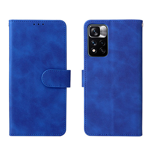 Coque Portefeuille Livre Cuir Etui Clapet L01Z pour Xiaomi Poco X4 NFC Bleu