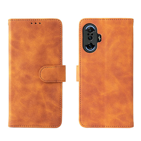 Coque Portefeuille Livre Cuir Etui Clapet L01Z pour Xiaomi Redmi K40 Gaming 5G Marron