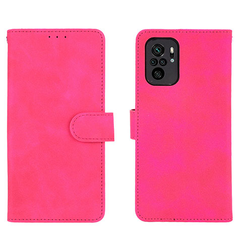 Coque Portefeuille Livre Cuir Etui Clapet L01Z pour Xiaomi Redmi Note 10S 4G Rose Rouge