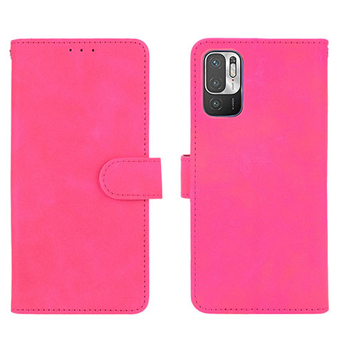 Coque Portefeuille Livre Cuir Etui Clapet L01Z pour Xiaomi Redmi Note 10T 5G Rose Rouge