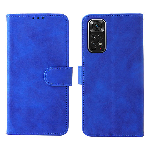 Coque Portefeuille Livre Cuir Etui Clapet L01Z pour Xiaomi Redmi Note 11 4G (2022) Bleu