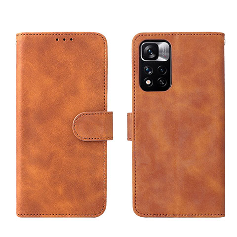 Coque Portefeuille Livre Cuir Etui Clapet L01Z pour Xiaomi Redmi Note 11 5G Marron