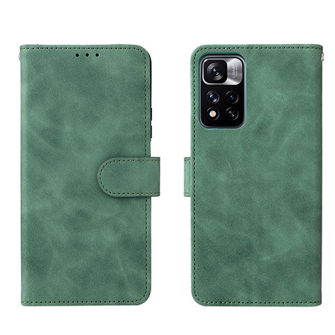 Coque Portefeuille Livre Cuir Etui Clapet L01Z pour Xiaomi Redmi Note 11 Pro+ Plus 5G Vert