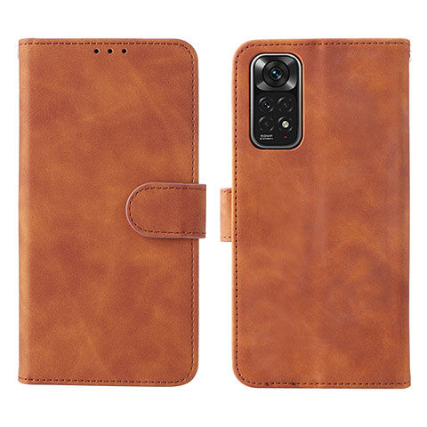 Coque Portefeuille Livre Cuir Etui Clapet L01Z pour Xiaomi Redmi Note 11S 4G Marron