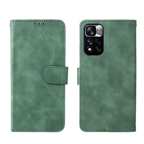 Coque Portefeuille Livre Cuir Etui Clapet L01Z pour Xiaomi Redmi Note 11S 5G Vert