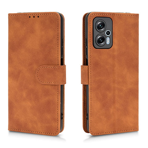 Coque Portefeuille Livre Cuir Etui Clapet L01Z pour Xiaomi Redmi Note 11T Pro 5G Marron