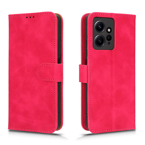 Coque Portefeuille Livre Cuir Etui Clapet L01Z pour Xiaomi Redmi Note 12 4G Rose Rouge