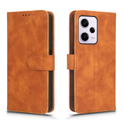 Coque Portefeuille Livre Cuir Etui Clapet L01Z pour Xiaomi Redmi Note 12 Pro 5G Marron