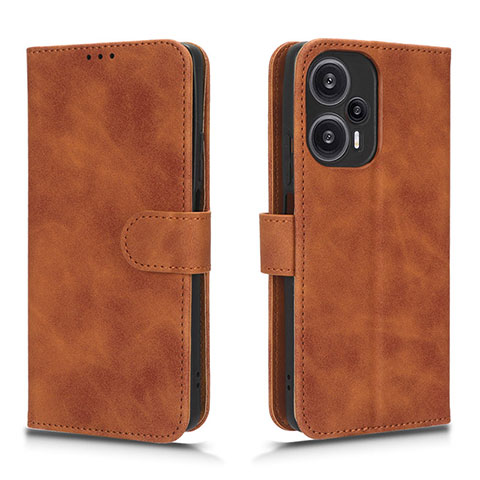 Coque Portefeuille Livre Cuir Etui Clapet L01Z pour Xiaomi Redmi Note 12 Turbo 5G Marron