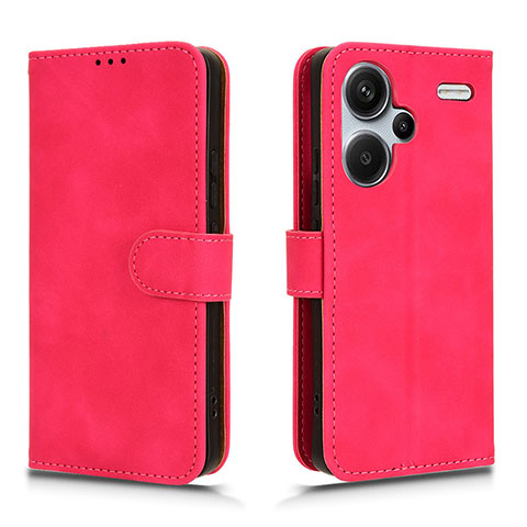 Coque Portefeuille Livre Cuir Etui Clapet L01Z pour Xiaomi Redmi Note 13 Pro+ Plus 5G Rose Rouge