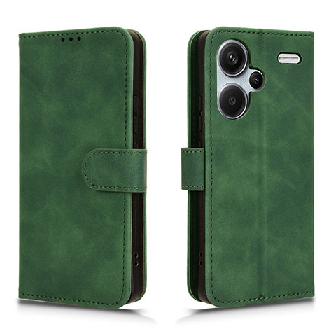 Coque Portefeuille Livre Cuir Etui Clapet L01Z pour Xiaomi Redmi Note 13 Pro+ Plus 5G Vert