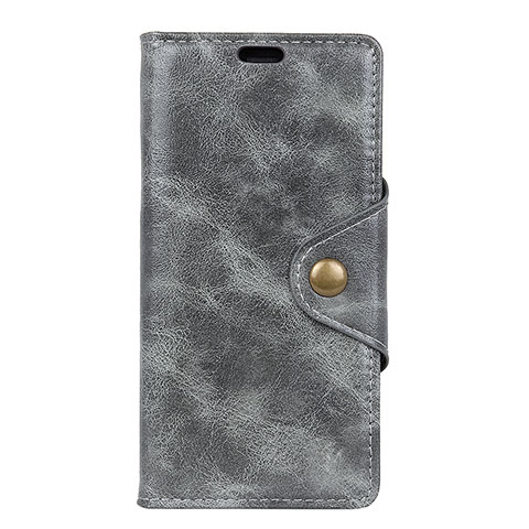 Coque Portefeuille Livre Cuir Etui Clapet L02 pour Alcatel 3 Gris