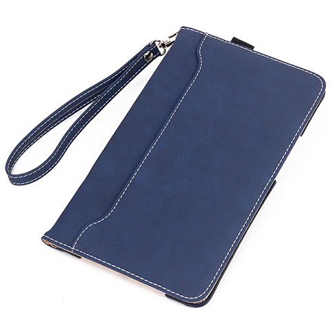 Coque Portefeuille Livre Cuir Etui Clapet L02 pour Amazon Kindle 6 inch Bleu