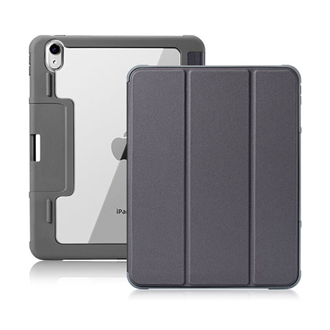 Coque Portefeuille Livre Cuir Etui Clapet L02 pour Apple iPad Air 10.9 (2020) Gris