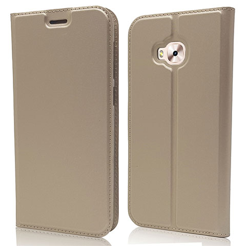 Coque Portefeuille Livre Cuir Etui Clapet L02 pour Asus Zenfone 4 Selfie Pro Or