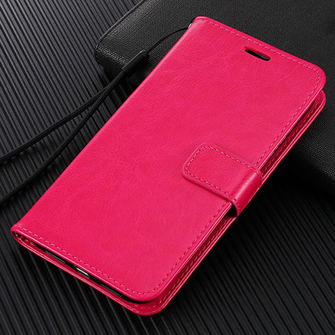 Coque Portefeuille Livre Cuir Etui Clapet L02 pour Huawei Enjoy 10e Rose Rouge