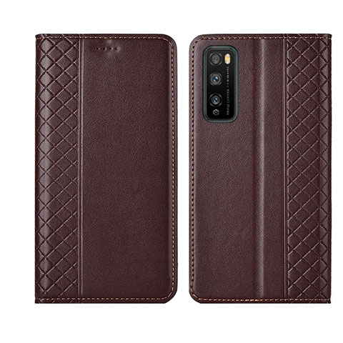 Coque Portefeuille Livre Cuir Etui Clapet L02 pour Huawei Enjoy 20 Pro 5G Marron