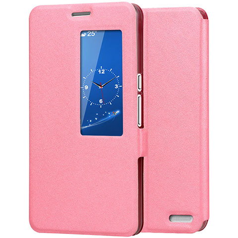 Coque Portefeuille Livre Cuir Etui Clapet L02 pour Huawei MediaPad X2 Rose