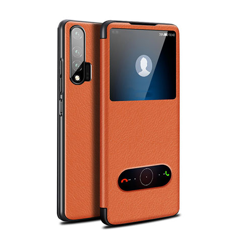 Coque Portefeuille Livre Cuir Etui Clapet L02 pour Huawei Nova 6 5G Orange