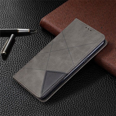 Coque Portefeuille Livre Cuir Etui Clapet L02 pour LG K61 Gris