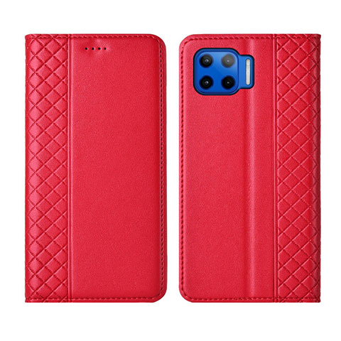 Coque Portefeuille Livre Cuir Etui Clapet L02 pour Motorola Moto One 5G Rouge