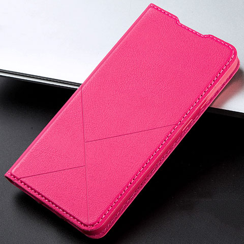 Coque Portefeuille Livre Cuir Etui Clapet L02 pour Oppo A52 Rose Rouge