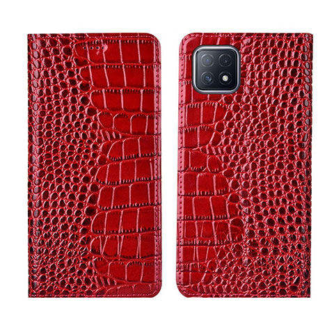 Coque Portefeuille Livre Cuir Etui Clapet L02 pour Oppo A53 5G Rouge