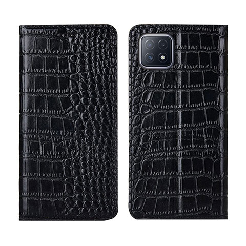 Coque Portefeuille Livre Cuir Etui Clapet L02 pour Oppo A72 5G Noir