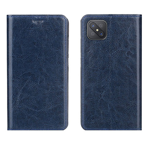 Coque Portefeuille Livre Cuir Etui Clapet L02 pour Oppo A92s 5G Bleu