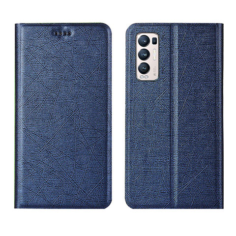 Coque Portefeuille Livre Cuir Etui Clapet L02 pour Oppo Find X3 Neo 5G Bleu