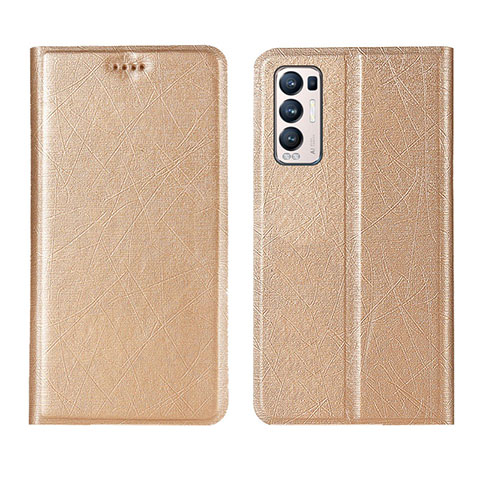 Coque Portefeuille Livre Cuir Etui Clapet L02 pour Oppo Find X3 Neo 5G Or