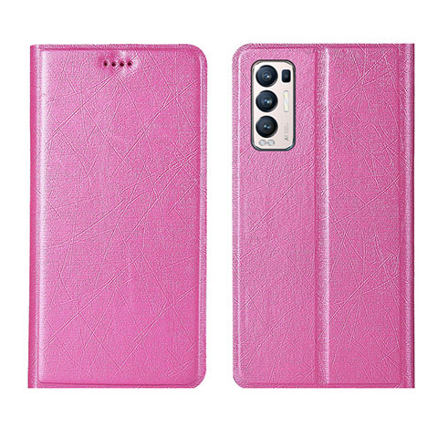 Coque Portefeuille Livre Cuir Etui Clapet L02 pour Oppo Find X3 Neo 5G Rose