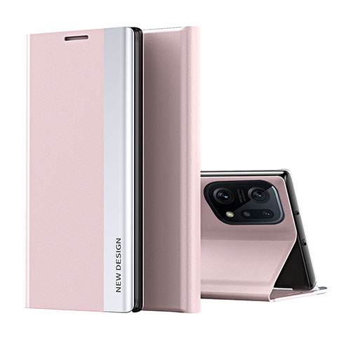 Coque Portefeuille Livre Cuir Etui Clapet L02 pour Oppo Find X5 Pro 5G Rose