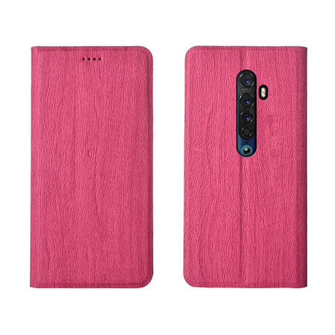 Coque Portefeuille Livre Cuir Etui Clapet L02 pour Oppo Reno2 Rose Rouge